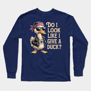 A hilarious and vibrant vintage-inspired illustration of an adorable a fashionable hipster duck. (2) Long Sleeve T-Shirt